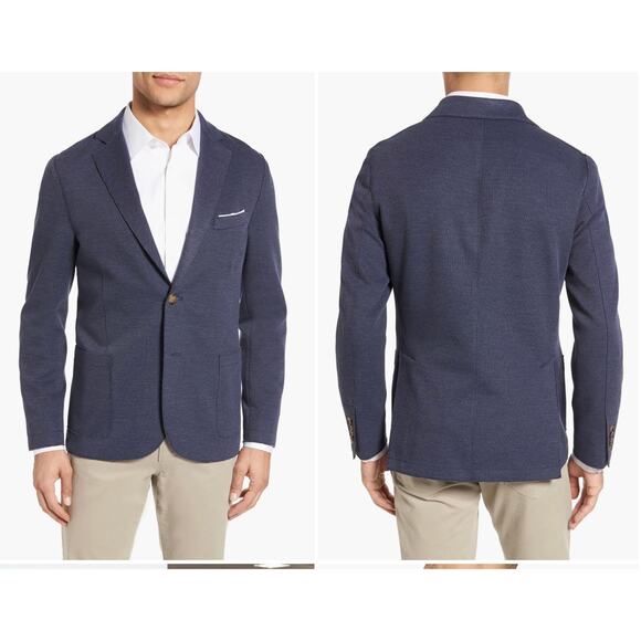 Eleventy Unstructured Navy Blue Blazer Jacket 52 Jersey Sport Coat Denim - Picture 1 of 11